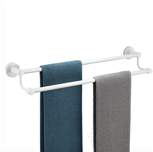 Luyckfrazy Porte-Serviettes Double, Porte-Serviettes Blanc Mural, Porte-Serviettes en Acier Inoxydable, Porte-Serviettes Rond pour Salle de Bain et Cuisine, Montage par vis (Size : 80cm)