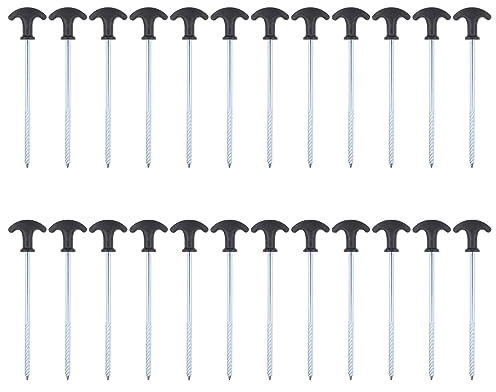 Zelt-Heringe Stahl 20cm Lang Erdnagel Erdnägel mit Gewinde Zelt Haken Zeltnagel Zeltbefestigung Schraubenringe Erdanker für Garten Camping Outdoor Wandern Angeln Zelten Wald Wiesen Gras Sandboden
