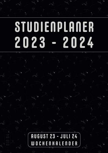 Din A4 Studienplaner 2023/2024: Schwarz Deutsch | Hausaufgabenheft Gymnasium Hauptschule Realschule mit Datum | Schülerkalender August 23 bis Juli 24