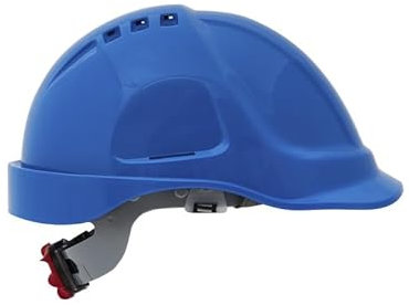 MAZALAT work wear – leichter Baustellenhelm, professionell, vielseitig, Sicherheitshelm, Größe verstellbar, belüftet, mit Kinnriemen, blau