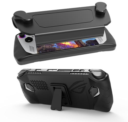 EJGAME Upgraded Ultra Slim TPU Protective Case with Front Cover Compatible with ASUS ROG Ally, Shock-Absorption, Non-Slip and Anti-Scratch Design Cover Protector (Black)
