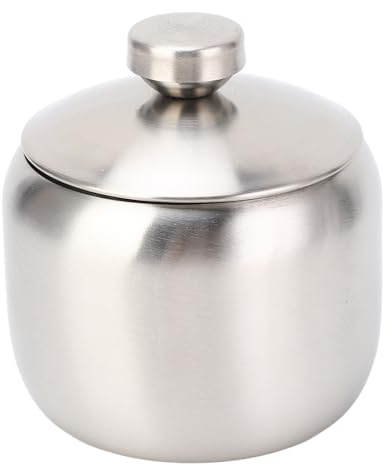 Natudeco Sucrier Avec Couvercle Grand Pot à épices Bol Doré Avec Couvercle Pot à Sucre En Acier Inoxydable Rangement Pour Sucre Sel Bonbons Café Crémier édulcorant(Argent)