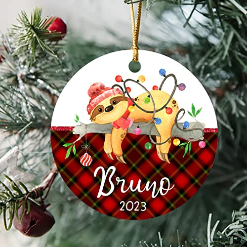 Christbaumschmuck Keramik Weihnachtsanhänger Anhänger Weihnachtsbaumschmuck Hängende Ornamente Weihnachtsdeko Faultier, Personalisiertes Faultier Für, Individuelles Namensgeschenk Für Frauen