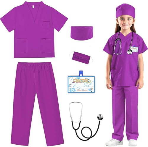 RioRand Arzt-Kostüm für Kinder, Kleinkind, Krankenschwester, Peelings mit Zubehör, Halloween, Cosplay, Verkleiden, Arzt, Spielset für Jungen und Mädchen, 3–11 Jahre