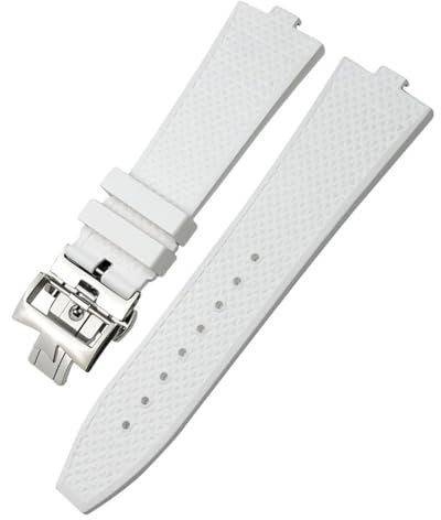 GANYUU Konvexe Fluoro-Gummi-Uhrenarmbänder, 24–7 mm, passend für Vacheron Constantin Übersee, Schnellwechselgerät, blau, schwarz, orange, Armband (Farbe: Weiß, Größe: 24 x 7 mm), 24x7mm, Achat