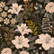 VOLEAAR Lily Floral Wallpaper Peel and Stick Vintage,Dark Flower Contact Paper,Boho Wall Paper for Bedroom Bathroom Backsplash Shelf Liner Vinyl Removable Waterproof 44.5CM x 300CM