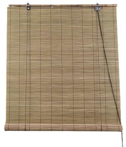 DEFACTO Bambusrollo Sonnenschutz Sichtschutz Seitenzugrollo Lichtfilter Bambus Jalousie Lüftung Rollo für Fenster Tür Terrasse Balkon Garten (120 x 160 cm, Braun)