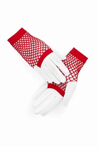 Nothing but Love Handschuhe ohne Finger Handstulpen Armstulpen Fäustlinge Damen fingerlose Netz Handschuhe (rot)