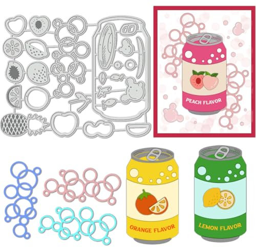 BENECREAT Fruit Sparkling Drinks Theme Cutting Stencil, Geprägte Schablone mit Zitrone, Ananas und Orange Motiv Dekoration für DIY Scrapbooking, Fotoalben und Grußkarten, 0,8 mm Dick