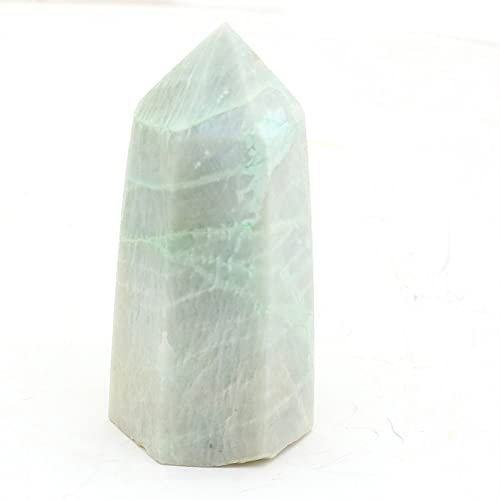 KuRkur Naturstein Kristall Punkt Zauberstab Grün Mondlicht Hexagon Prisma Erz Obelisk Heiledelstein 1pc Geeignet for Möbel Dekoration Natürliche Kristalle