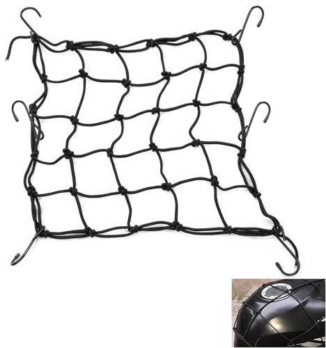DHWEKU Rete per Casco e Bagagli Elastica, 30 x 30 cm, Nero, Compatibile con Motocicletta, Barca, Motoslitta, MTB