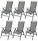 ALEOS. Hochlehner Trinidad Aluminium Gartensessel Hochlehner mit Armlehnen echt Teakholz 7-Positions Sessel 7-Fach verstellbar Outdoor Textilgewebe klappbar, Größe:6 Stück