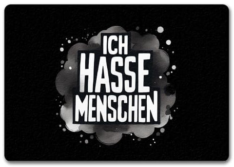 speecheese Ich Hasse Menschen Fußmatte in 35x50 cm ohne Rand Fußmatte in 35x50 cm ohne Rand mit dickem Text für die die Menschen hassen Statement für Haustür oder Büro lustiger Satz in