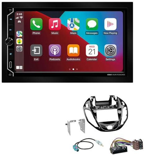 ESX VMX700DAB 2-DIN Autoradio kompatibel mit Wireless Apple CarPlay Android Auto Bluetooth DAB+ passend für Ford B-Max ab 2012 Klavierlack schwarz