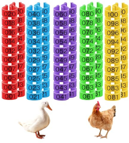 Geflügel Band, 100 Stück Spiralring Vögel Fußringe Beinringe, Beinbänder Klemmringe Identifikation Fußring, zum Markierung für Vogel, Papagei, Taube, Küken, Mehrfarbig, Durchmesser 1,6 CM