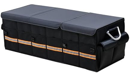 RUGPDA Auto Kofferraumtaschen für Ford S-MAX 2006-2023, Autotasche Langlebig Materialien Aufbewahrungsbox Auto Zubehör,A Black-3 90 * 35 * 30