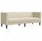 vidaXL Chesterfield Sofa 3-Sitzer, Couch mit Armlehnen Rückenlehne Stützbeine, Polstersofa für Wohnzimmer, Couchgarnitur, Creme Kunstleder
