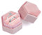 Rosa Ringbox Samt, 2 Slot Ehering Box mit Abnehmbarem Deckel, Kleine Jahrgang Verlobungsring Box, Sechskant Ringschatulle, Ringschatulle für Vorschlag, Jubiläen, Hochzeiten, Valentinstag, Verlobungen