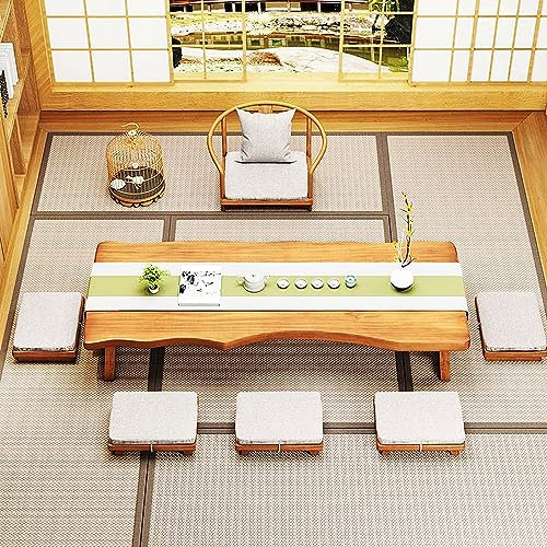 BGFYUSF Tragbarer Couchtisch， Mitteltisch aus Massivholz， großer niedriger Tisch， Bodentisch， Tablett， Retro-Tatami-Teetisch für Frühstück， Serviertablett， Gaming，39.3x19.6x13.7in