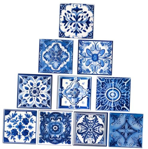 UKCOCO 10stücke Badezimmer Fliesenaufkleber Marokkanischer Stil Selbstklebende Fliesenaufkleber Für Küche Dekorative Aus Kunststoff
