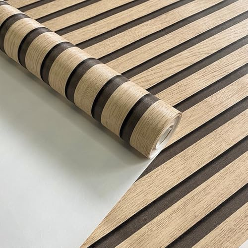 RHP Vliestapete Holzoptik 3D – Wandpaneel Design, moderne Lamellenwand im Skandi Look, Natur Optik, Holzwand Effekt, 0,53 x 10,05 m (930055)
