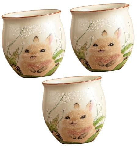 VDCVADKYE Mugs without handles, ceramic Teacup Portable， 3pcs Ceramic Teacup Portable Spearmint Mate Dinnerware Pot Mugs Cups