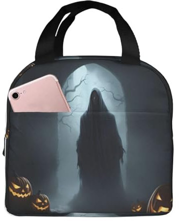 XTYGETY Lonchera reutilizable con estampado de fantasmas de Halloween, bolsa de almuerzo aislada para el trabajo y aventuras al aire libre