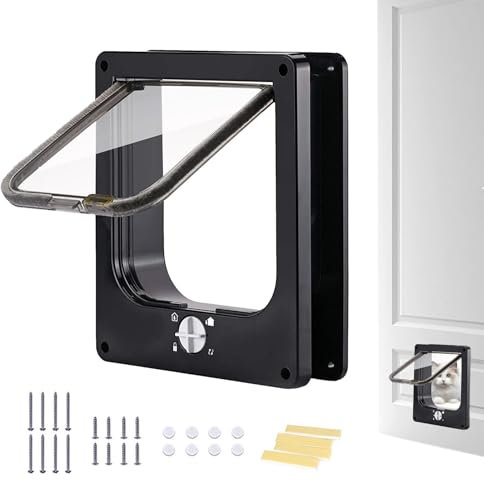 Katzentür – Mikrochip-aktivierte Tür, selektive Eingangsklappe | Effiziente Energie mit exklusivem Radierer, programmierbares PET verhindert den Drehschalter der V-Löcher