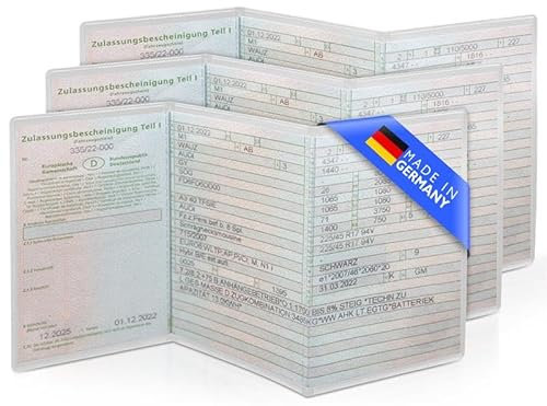 3er Set Fahrzeugschein Hülle für KFZ Schein | 3-teilige transparente und passgenaue Hülle für Fahrzeugschein | Fahrzeugschein Mappe | Führerschein Hülle | Hülle Fahrzeugschein | Made in Germany