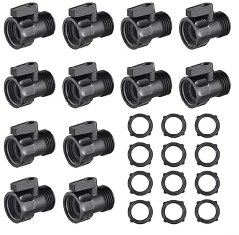 CWOQOCW 12 Stück Gartenschlauch-Absperrventil, 1,9 cm Wasserdurchflusskontrolle, Anschlüsse für Sprühgeräte, Bewässerungssysteme, Wohnmobil