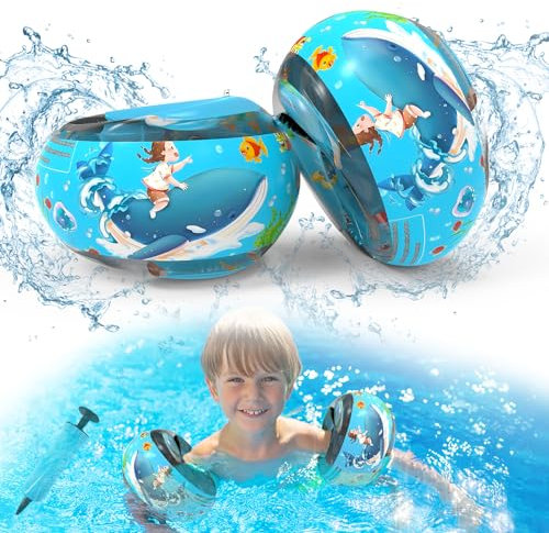 Brazaletes Inflables para Natación Niños 1-6 Años - Triple Airbag para Mayor Flotabilidad, con Núcleo de Espuma de PE Seguro, Apto para Niños de 6 a 18 kg, Ideal para Aprender a Nadar (Azul)