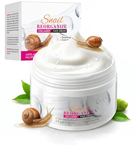 Crème de Collagène à la Bave d’Escargot 100g – Crème Visage Femme Hydratante et Anti-Rides, Soin Anti-Âge, Améliore l’Élasticité et Réduit les Signes de l’Âge