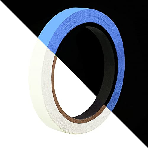 Guuzi Nastro Fluorescente Luminoso e di Lunga Durata, 1 cm x 10 m, che si illumina al Buio - Nastro Luminoso per Decorazioni Notturne, Segnaletica per la Casa e Sport all'aria Aperta (Blu)