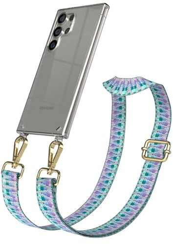 EAZY CASE Handykette - Verstellbares Taschenband kompatibel mit Galaxy S24 Ultra, Schulterriemen, Handykordel mit Silikon Hülle, Umhängetasche, Einhorn Gold