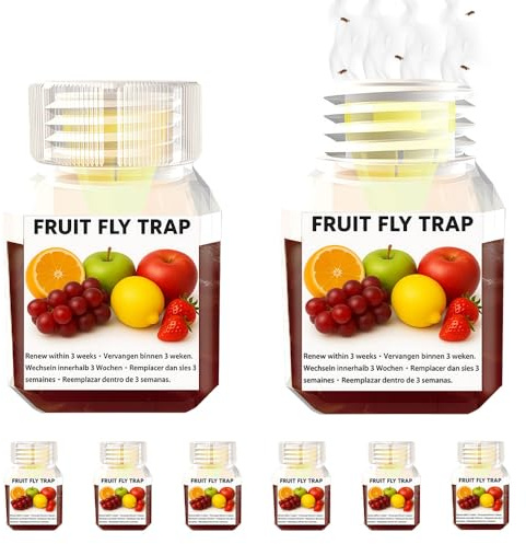 8 Stück Fruchtfliegenfalle für Küche, Wirksame Obstfliegenfalle, Hält 3 Wochen Lang, Kinder-und haustierfreundlich, Effektive Obstfliegenfalle für effektiven Insektenschutz in Küche, Garten, Wohnung