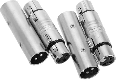 Toddmomy Adaptateur XLR 4 Pièces en Métal Argenté, Câble USB vers XLR, Connecteurs Mâle vers Femelle pour Mixer et Microphone, Transmission Stable pour Enregistrement Musical