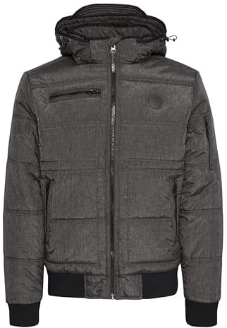 BLEND BHBoris Homme Veste d'hiver Veste matelassée avec Capuche Poches zippées Poignets côtelés Regular Fit, Taille:XL, Couleur:Black Teddy (75126)