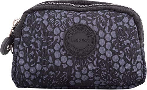 Porte-monnaie à triple fermeture éclair pour femme - Noir - motif floral noir, Taille unique