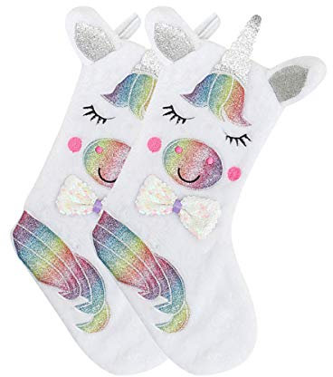 LATH.PIN Weihnachtsstrumpf Nikolausstiefel Einhorn Weihnachtssocke Hängende Strümpfe Nikolaussocken Deko für Zuhause, Kaminsims, Weihnachten,Weihnachtsdeko, Geschenk