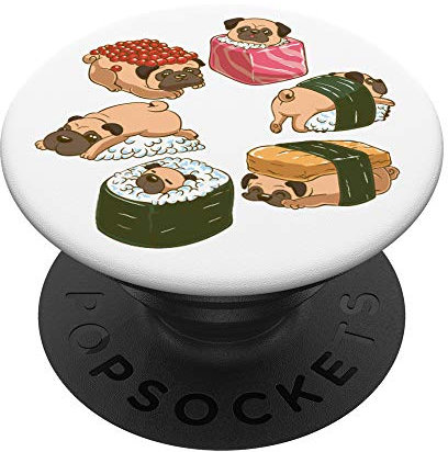 Japanische Kawaii Mops Sushi PopSockets PopGrip: Ausziehbarer Sockel und Griff für Handys/Tablets mit Tauschbarem Top