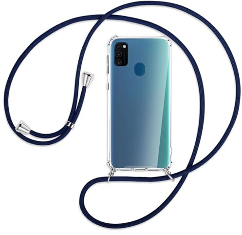 mtb more energy Handykette kompatibel mit Samsung Galaxy M30s, Galaxy M21 (6.4'') - dunkelblau - Smartphone Hülle zum Umhängen - Anti Shock Full TPU Case