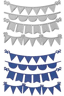 Stanzenshop Stanzschablone Vier verschiedene Wimpelketten, Stanzschablone Wimpel, Stanze Girlande, Stanzformen, Schablonen, Scrapbooking, Kartenherstellung