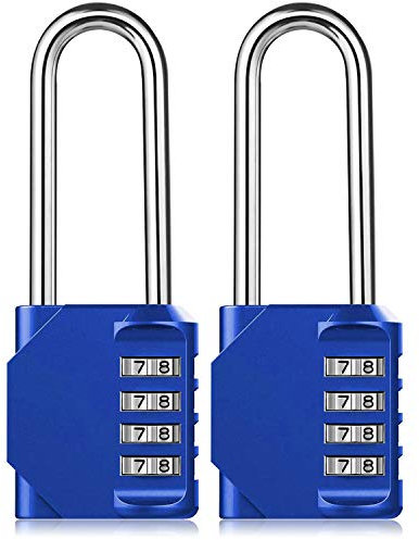 2 Pack BeskooHome Padlocks, 6.5cm Long Shackle Outdoor Waterproof Padlocks with 4 Digit Code for School Gym Locker, Sports Locker, Fence, Gate, Toolbox, Case, Hasp Storage (Blue)
