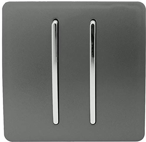 Trendi 2 Gang 2 Way Artistic Moderno Lucido 10 Amp Rocker Tattile Interruttore Della Luce Carbone