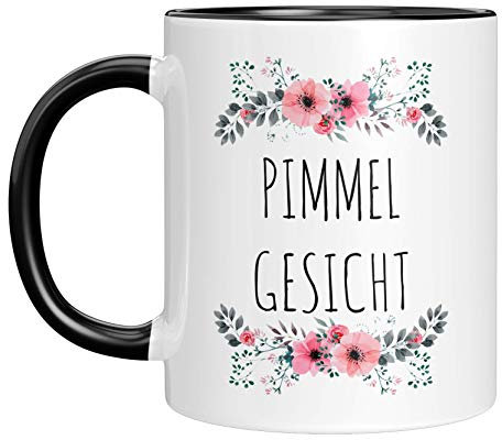 TassenTicker - Tasse mit Spruch Pimmelgesicht - lustig - Kaffee Tasse - Arbeit - Büro Geschenkideen Kollege/Kollegin (Schwarz)