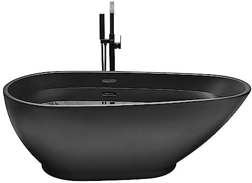 Baignoire en Acrylique Autoportante 1730 x 820 mm Mat Forme Ovale Noire Guiana