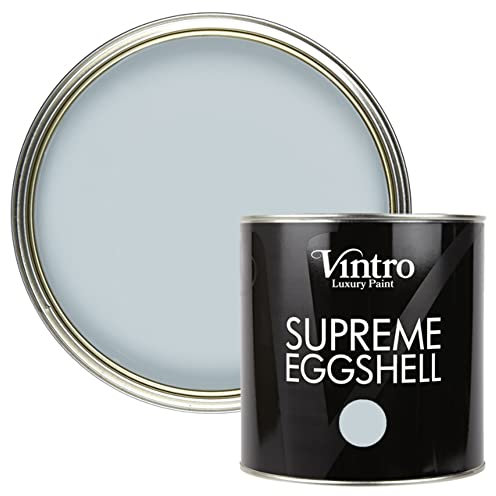 Vintro Paint | Blue-Grey Eggshell Paint | for Walls | Wood | Trim | Satin Furniture Paint | Interior & Exterior Use. (2.5 Litres, Aurora - Blue/Grey)