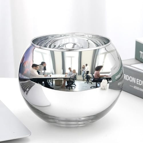 SNDEC Schreibtisch-Dekoration, konvexer Rückspiegel, silberfarbene Glasvase, ästhetischer Stifthalter, Schreibtisch-Organizer, Heimbüro-Zubehör, großer Sicht-Monitor, um hinter Ihnen zu sehen