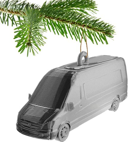 Van Sprinter Christbaumkugel Dekoration Ornament für Weihnachten Xmas Noel (Silber)