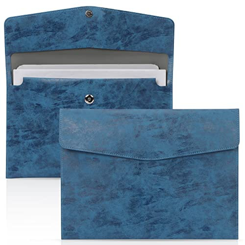 Skycase Dokumententasche A4,Dokumenten-Taschen PU Leder,Geschäfts Datei-Bag Dokumentenmappe Aktentasche Datei Taschen A4, Datei Organizer Aktenordner Aktentasche für A4 Dokumente Büro Schulreise,Blau
